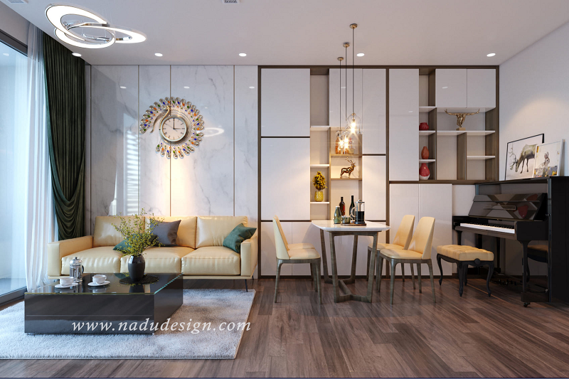 Đồng hồ cũng là vật dụng trang trí ấn tượng cho không gian hiện đại