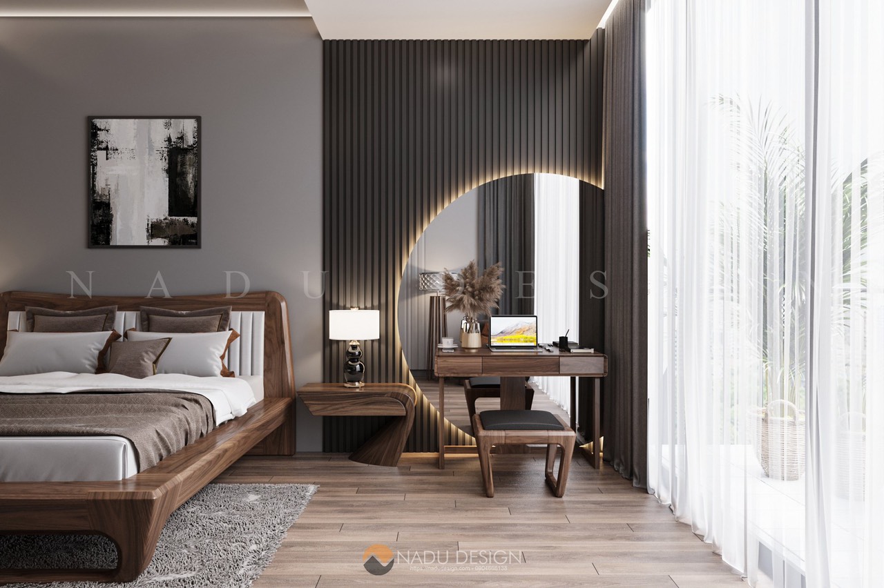 Bàn trang điểm gỗ óc chó là chất liệu cao cấp được nhiều nữ gia chủ yêu thích