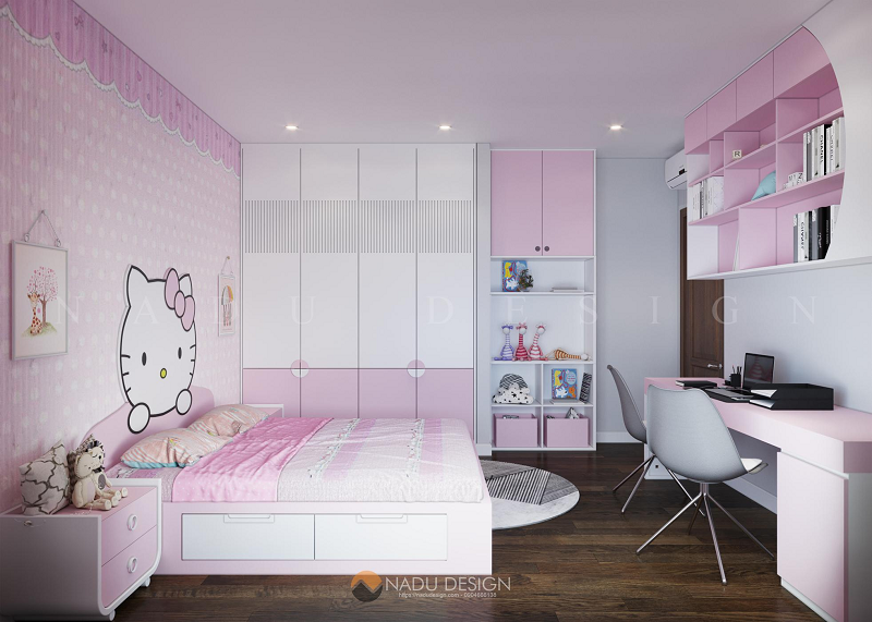 Phòng ngủ bé gái thường được trang trí với màu hồng xinh xắn