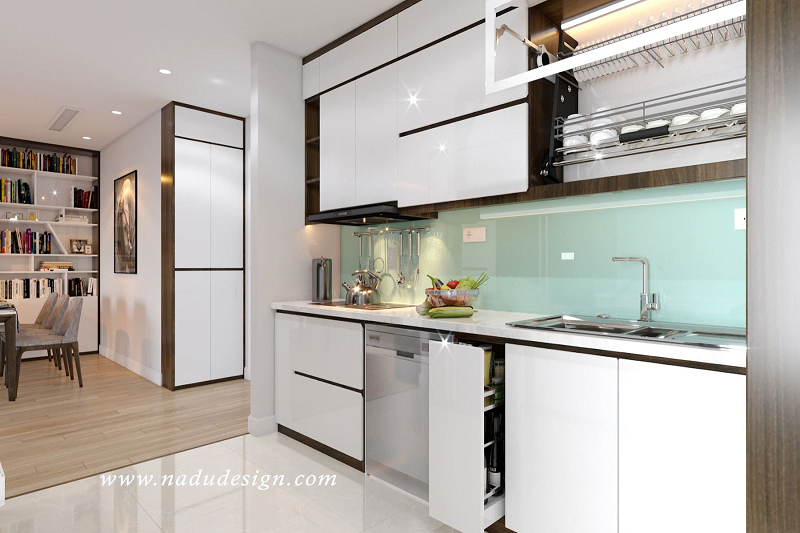 KTS của NaDu Design lựa chọn sàn bếp với chất liệu đá cao cấp