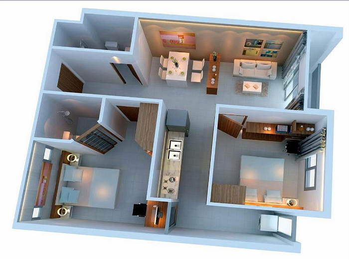 Top 6 Mẫu thiết kế căn hộ chung cư 50m2 đẹp hiện đại 2023