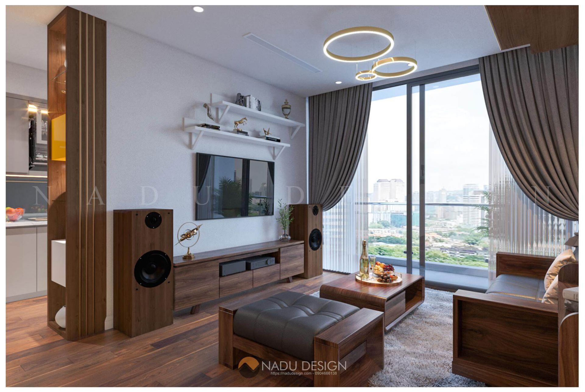 Thiết kế nội căn hộ cư 2 phòng ngủ diện tích 70m2 tại Linh Đàm