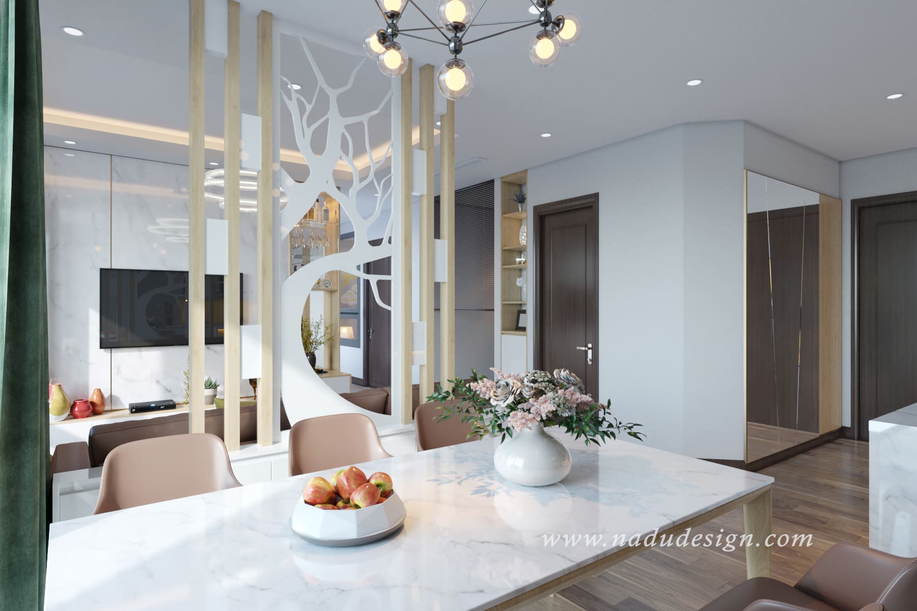 1001 mẫu thiết kế vách ngăn phòng khách và bếp đẹp hiện đại nhất 2023