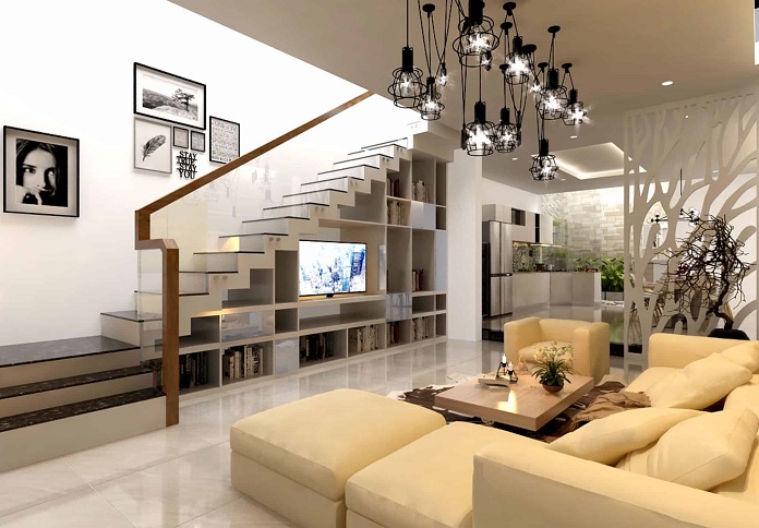 Thiết kế cầu thang trong phòng khách