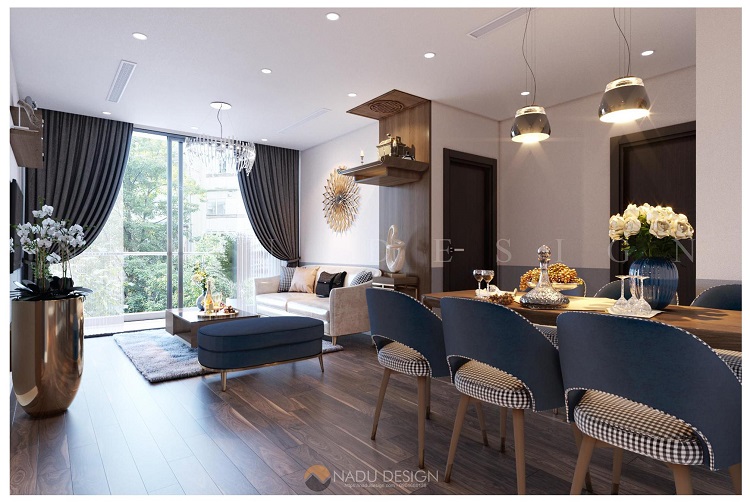 Thiết kế nội thất chung cư 100m2 2 phòng ngủ hiện đại