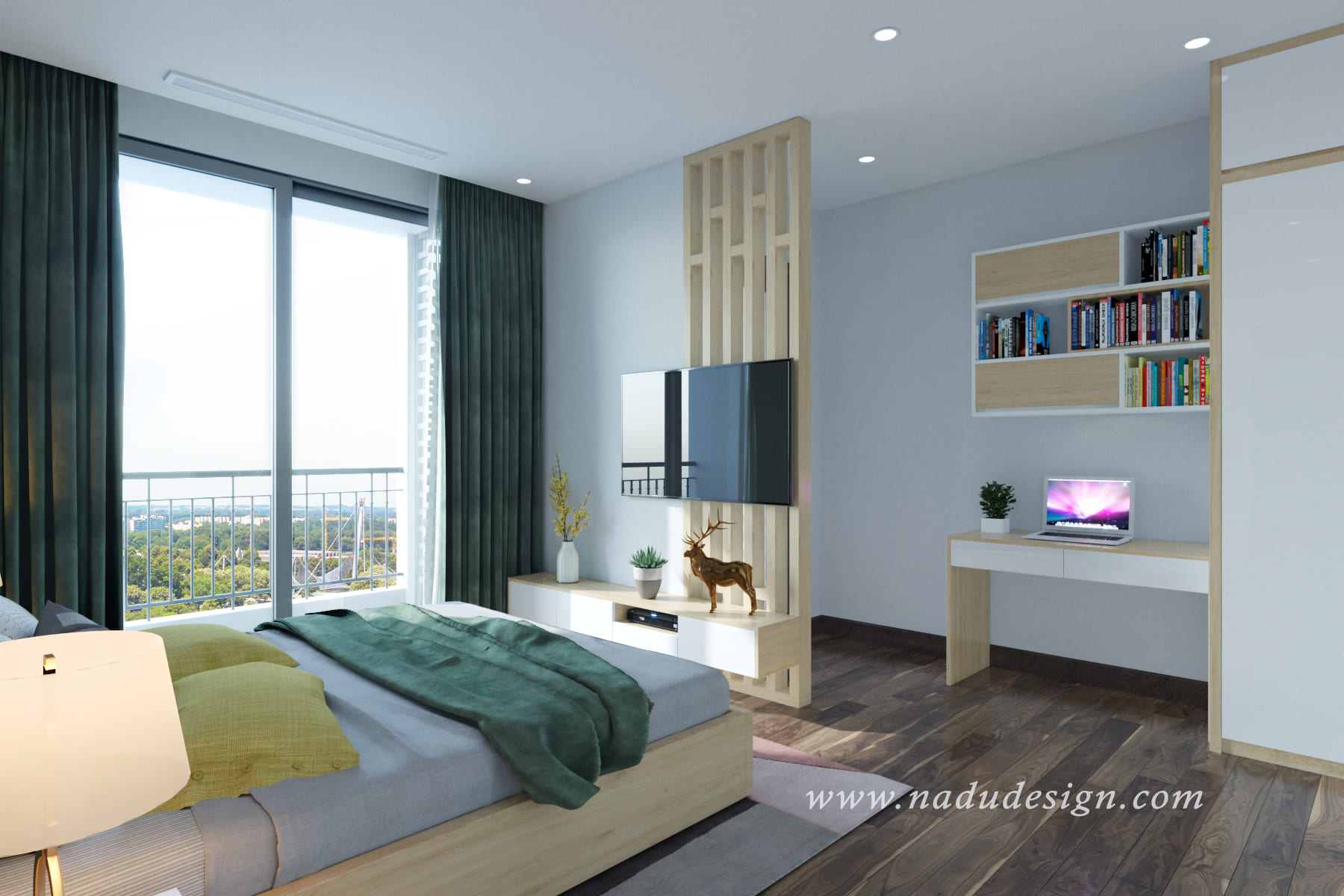 Thiết kế nội thất phòng ngủ master hiện đại