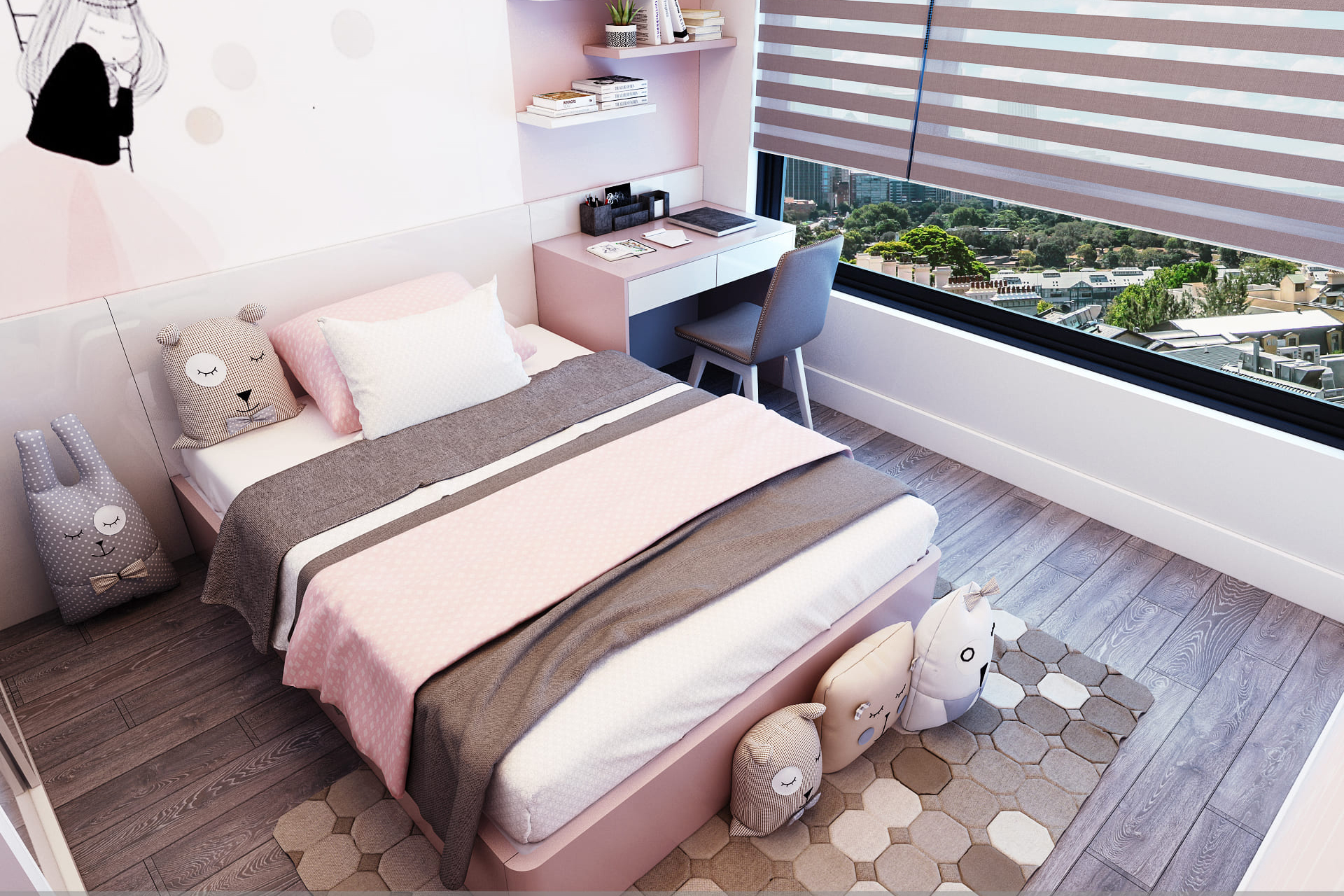 Thiết kế nội thất phòng ngủ nhỏ chung cư Vinhome Gardenia