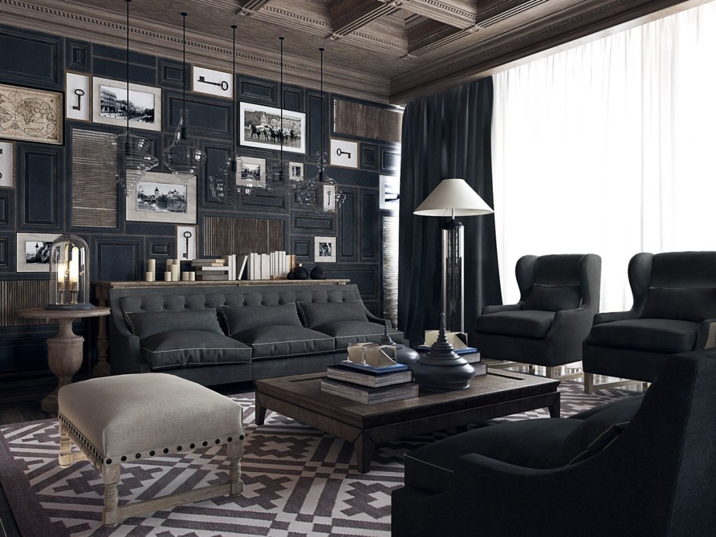 Thiết kế nội thất theo phong cách đương đại sử dụng hai màu đen và trắng
