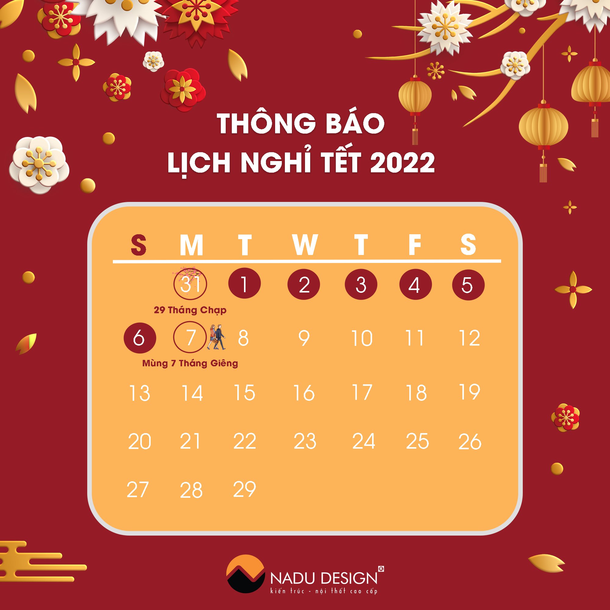 Thông báo lịch nghỉ Tết Nhâm Dần 2022